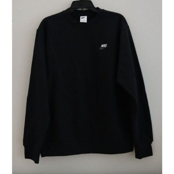 Nike BV2662 015 Men's Sz M Black Sportswear Club Fleece Crewneck Sweatshirt - Picture 1 of 7